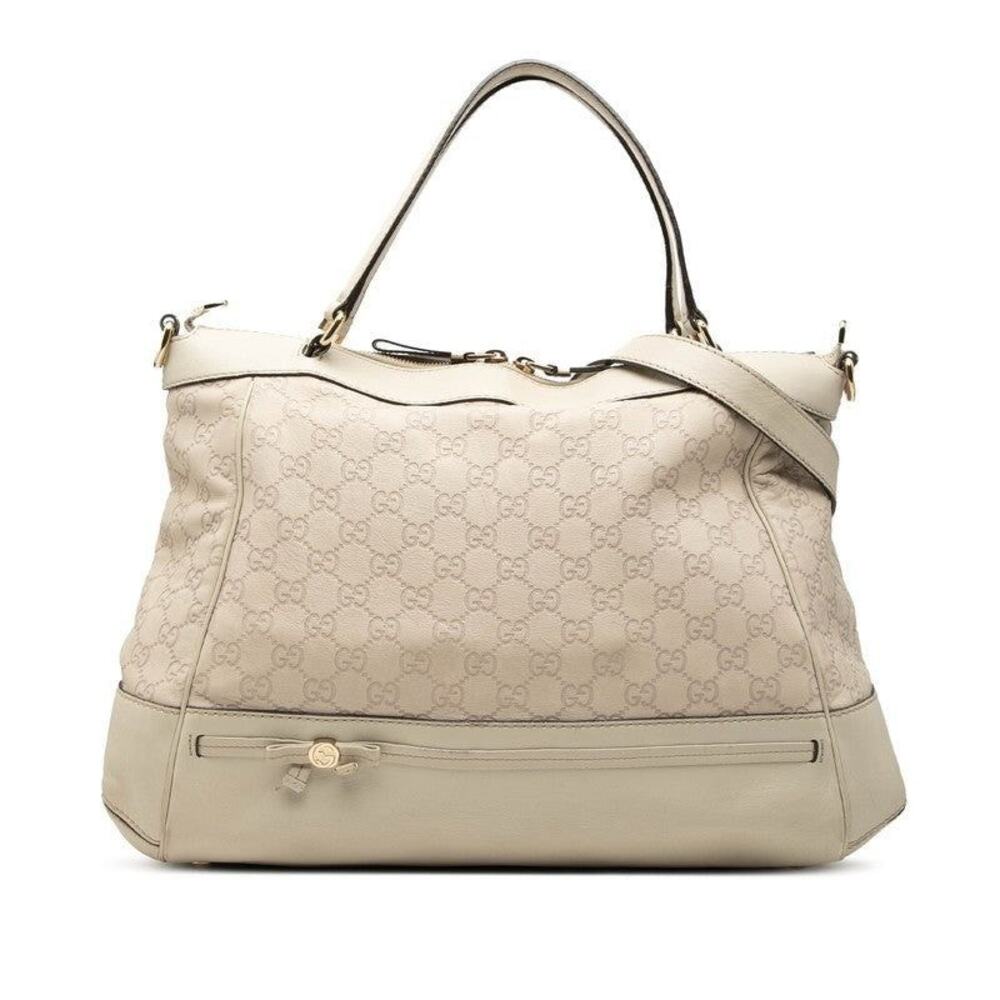 Gucci Guccissima Interlocking G Mayfair Tote Beige